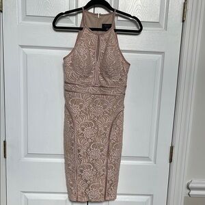 Elegant Lace Halter Dress in Blush by Aqua